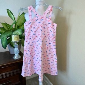 Brooks Brothers Girls “Tossed Candy” print dress Pink Fit & Flare Sz 14 BTS